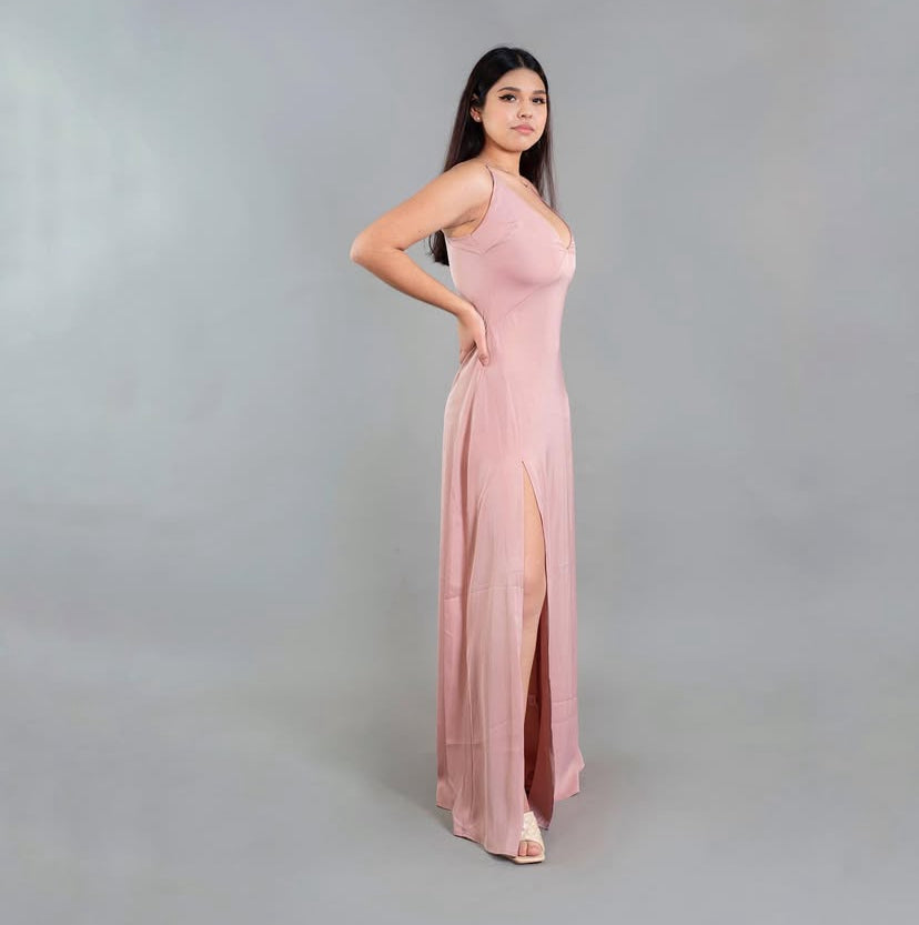 VESTIDO MAXI SATÉN TIRANTES