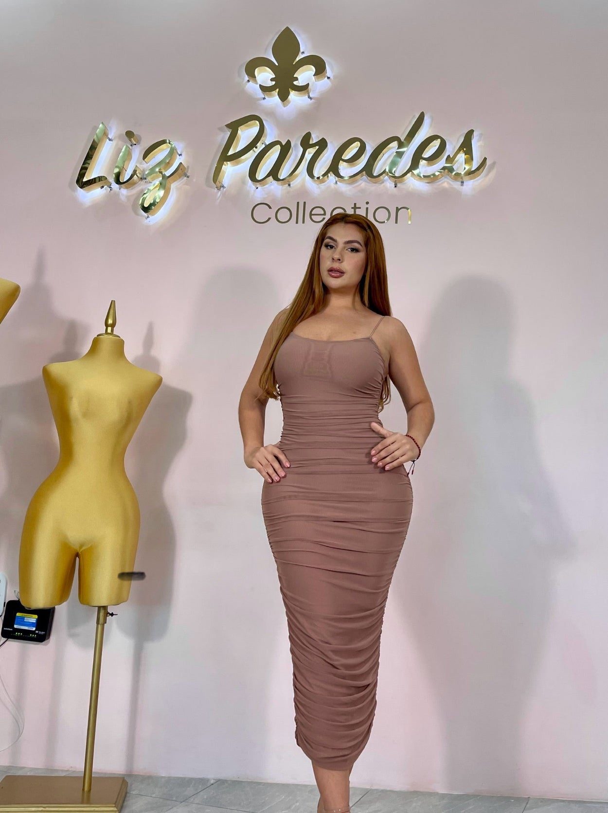 VESTIDO MIDI MESH TIRANTE