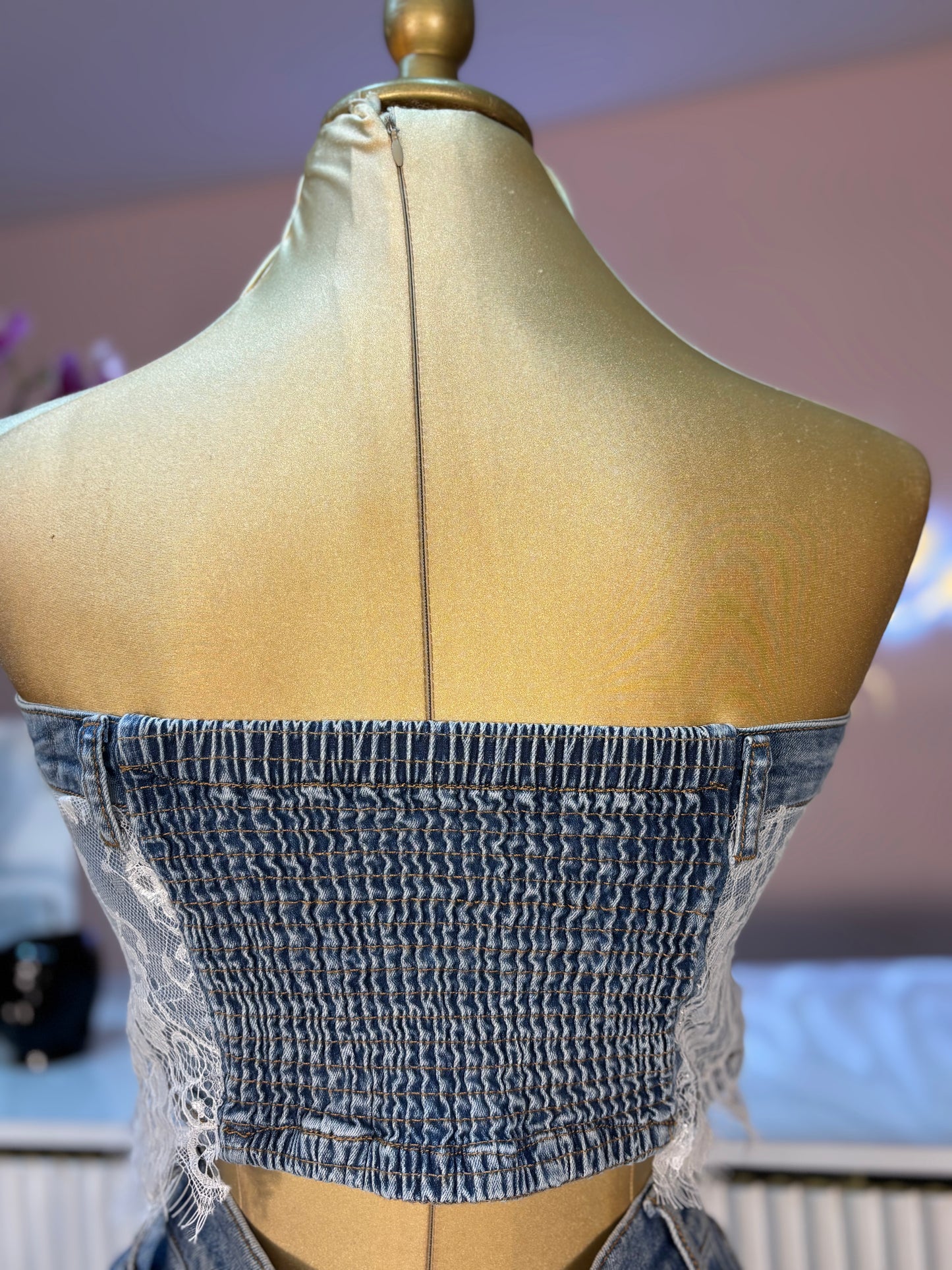 TOP DENIM ENCAJE