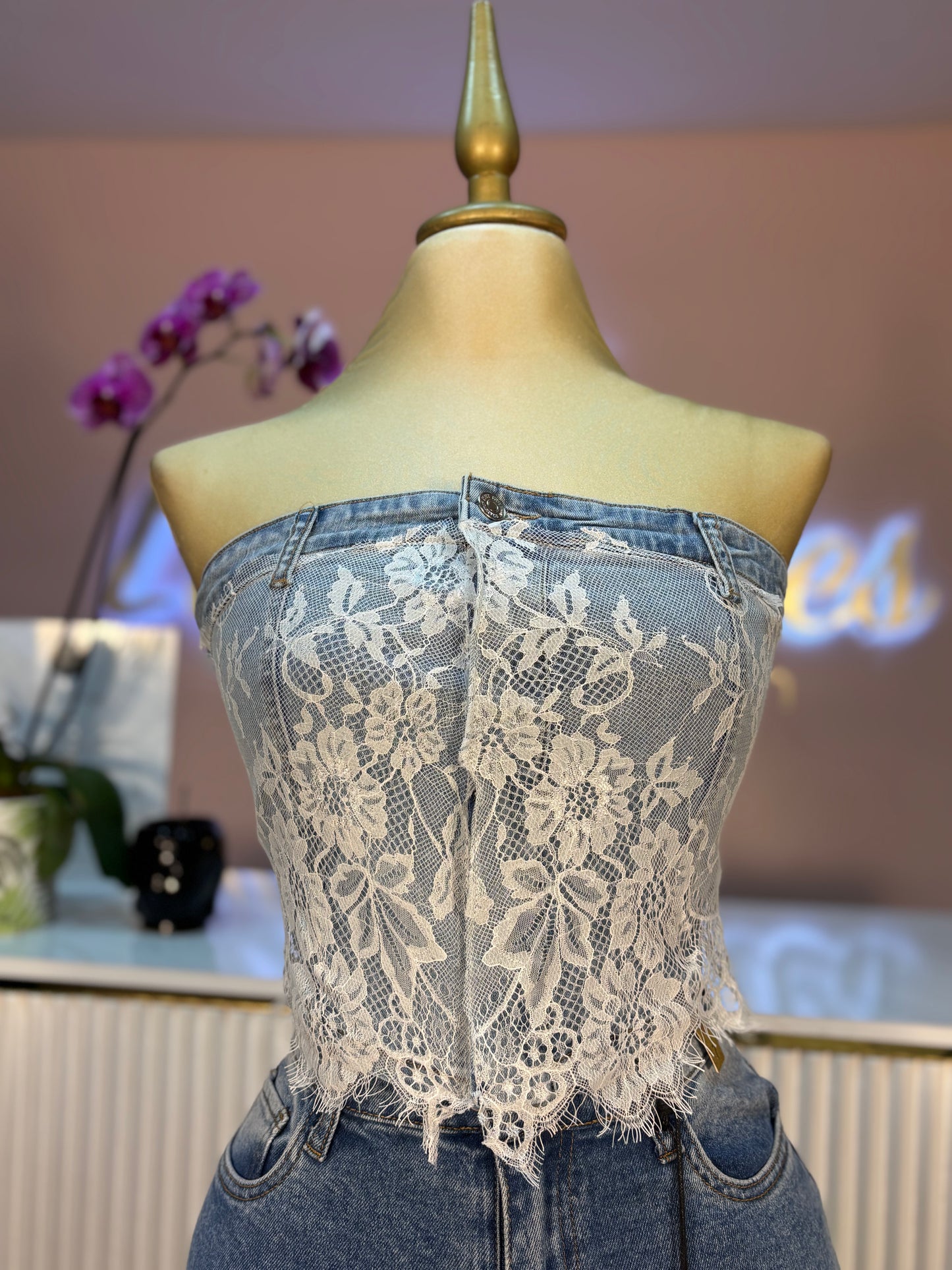 TOP DENIM ENCAJE
