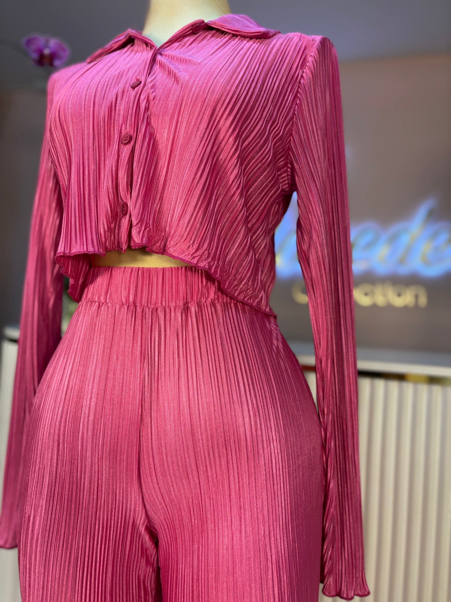 SET PLISADO BLUSA CORTA