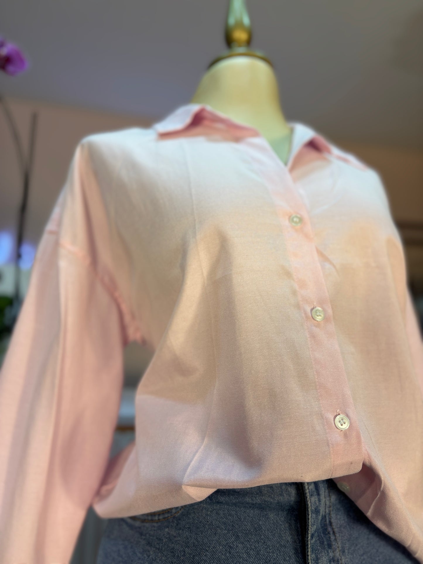 CAMISA LINO OVER SIZE ROSA PALO