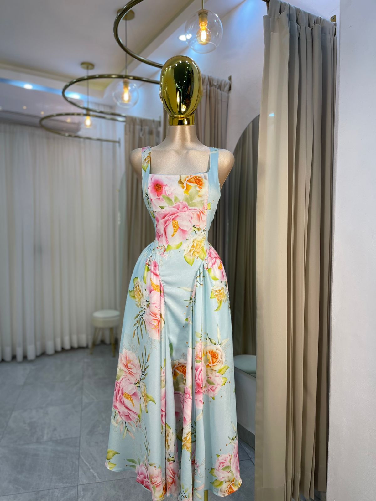 VESTIDO ESTAMPADO FLOR AZUL