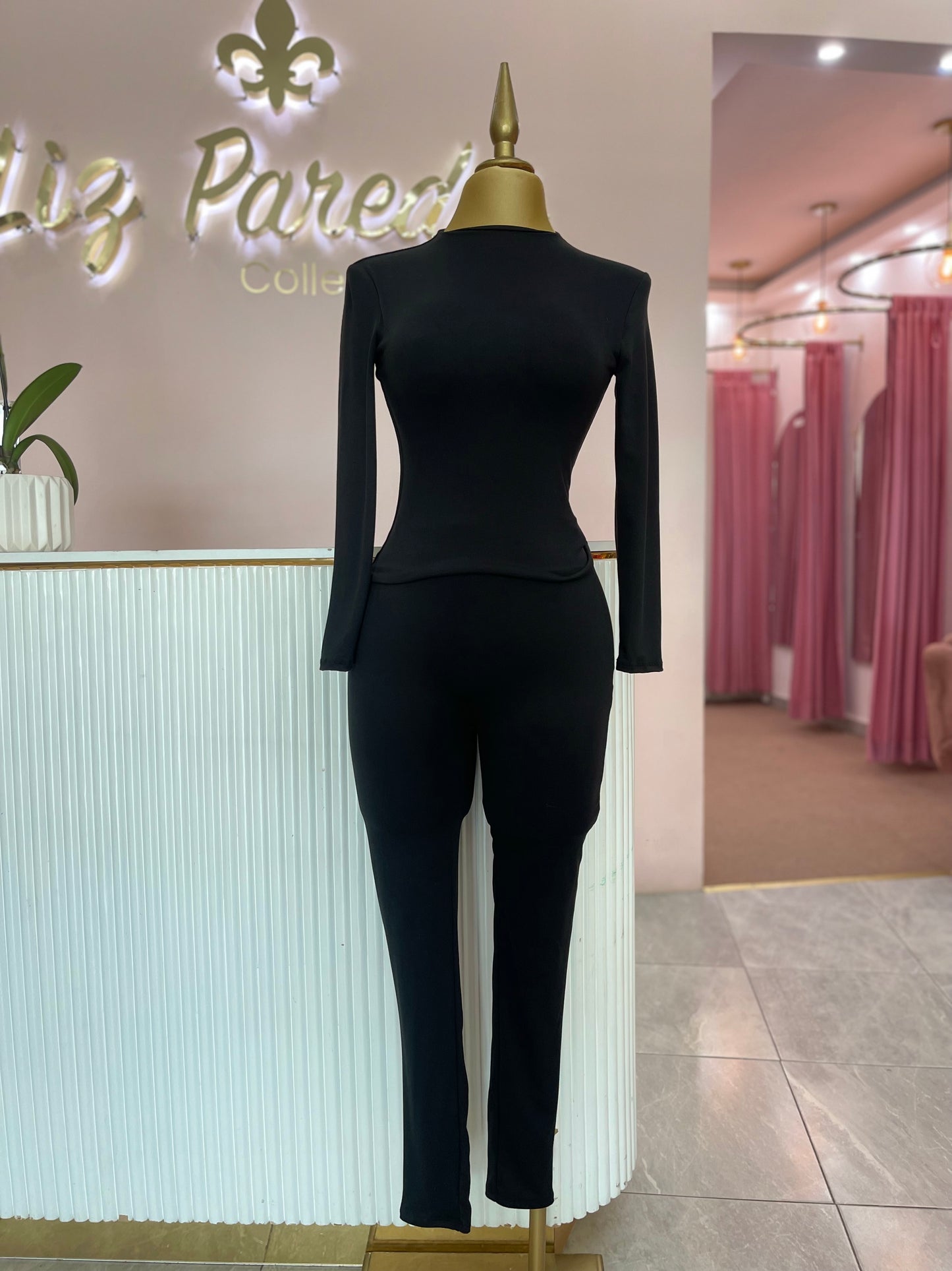 SET NEGRO ALGODON MANGA LARGA