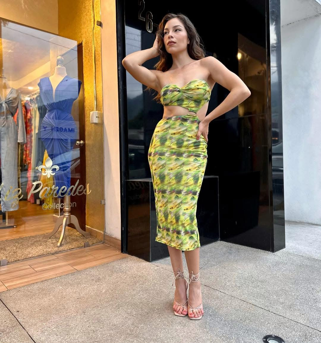 VESTIDO-MIDI MESH VERDE