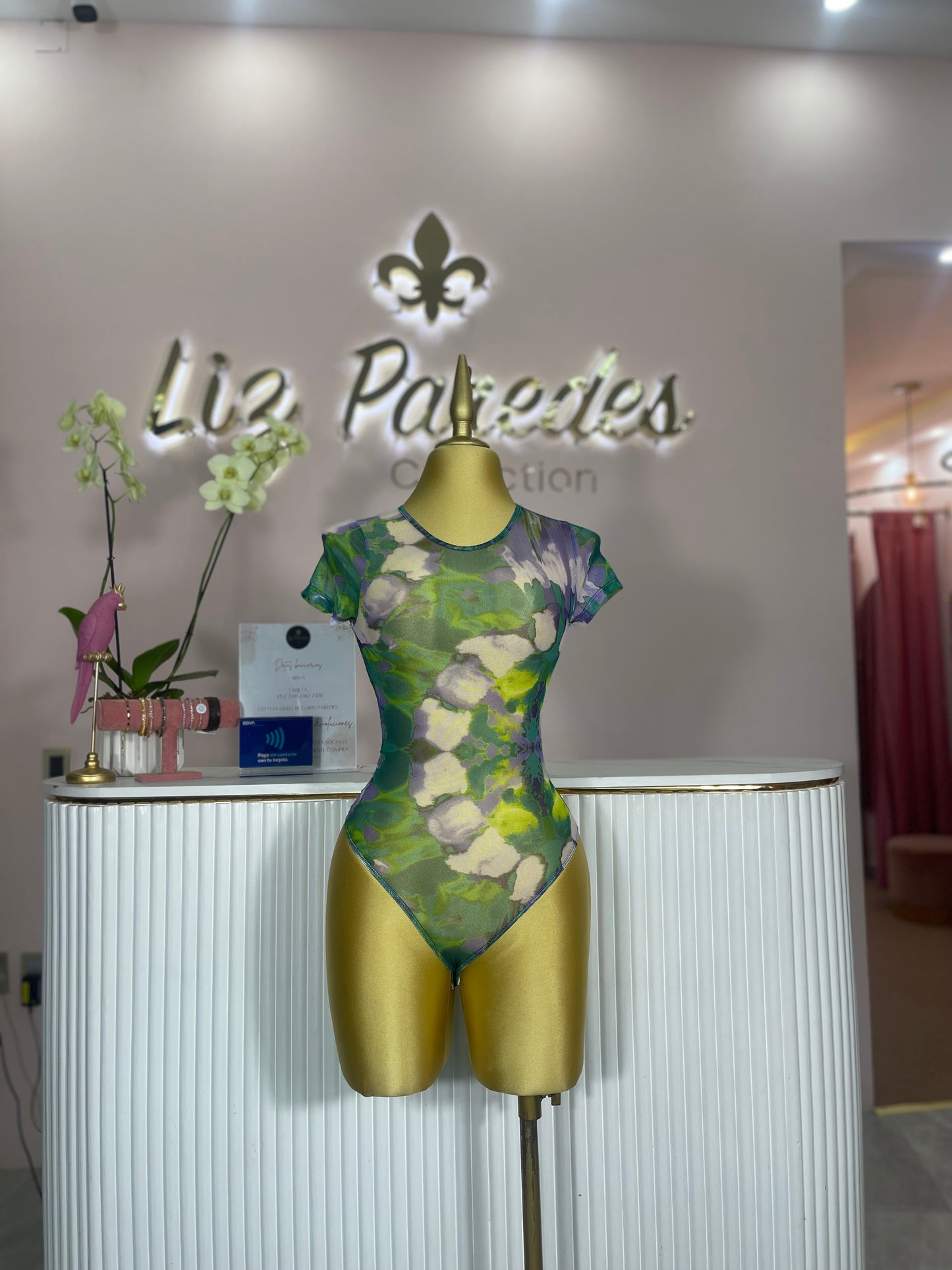 BODY MESH MANGA CORTA ESTAMPADO