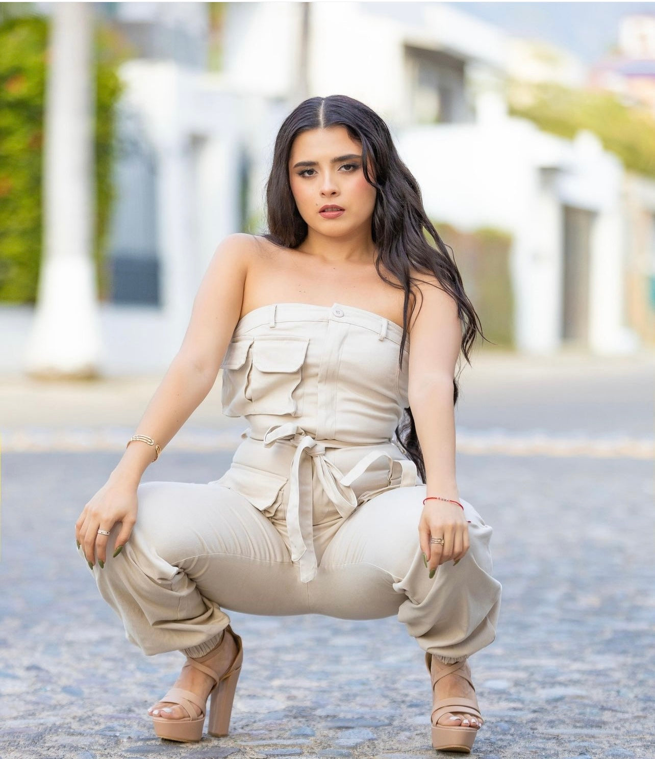 JUMPSUIT CARGO NUDE STRAPLES