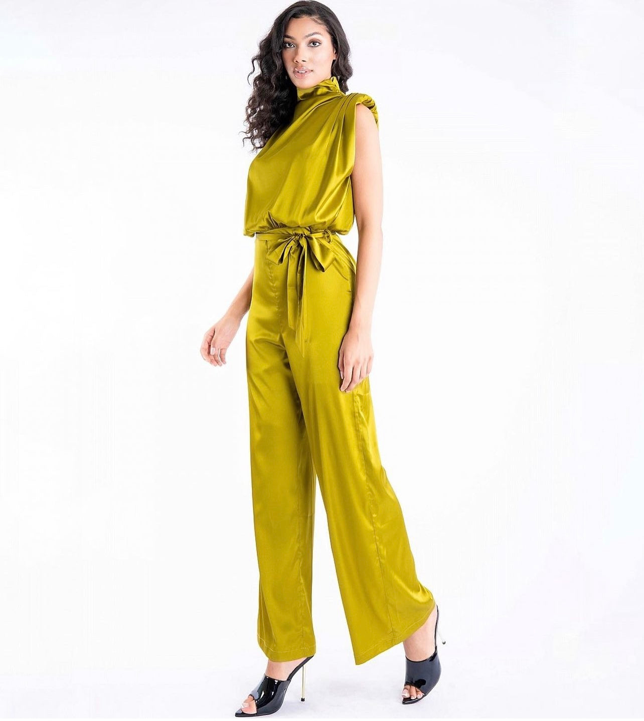 JUMPSUIT VERDE OLIVO SATIN