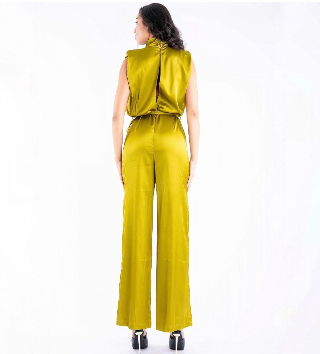 JUMPSUIT VERDE OLIVO SATIN