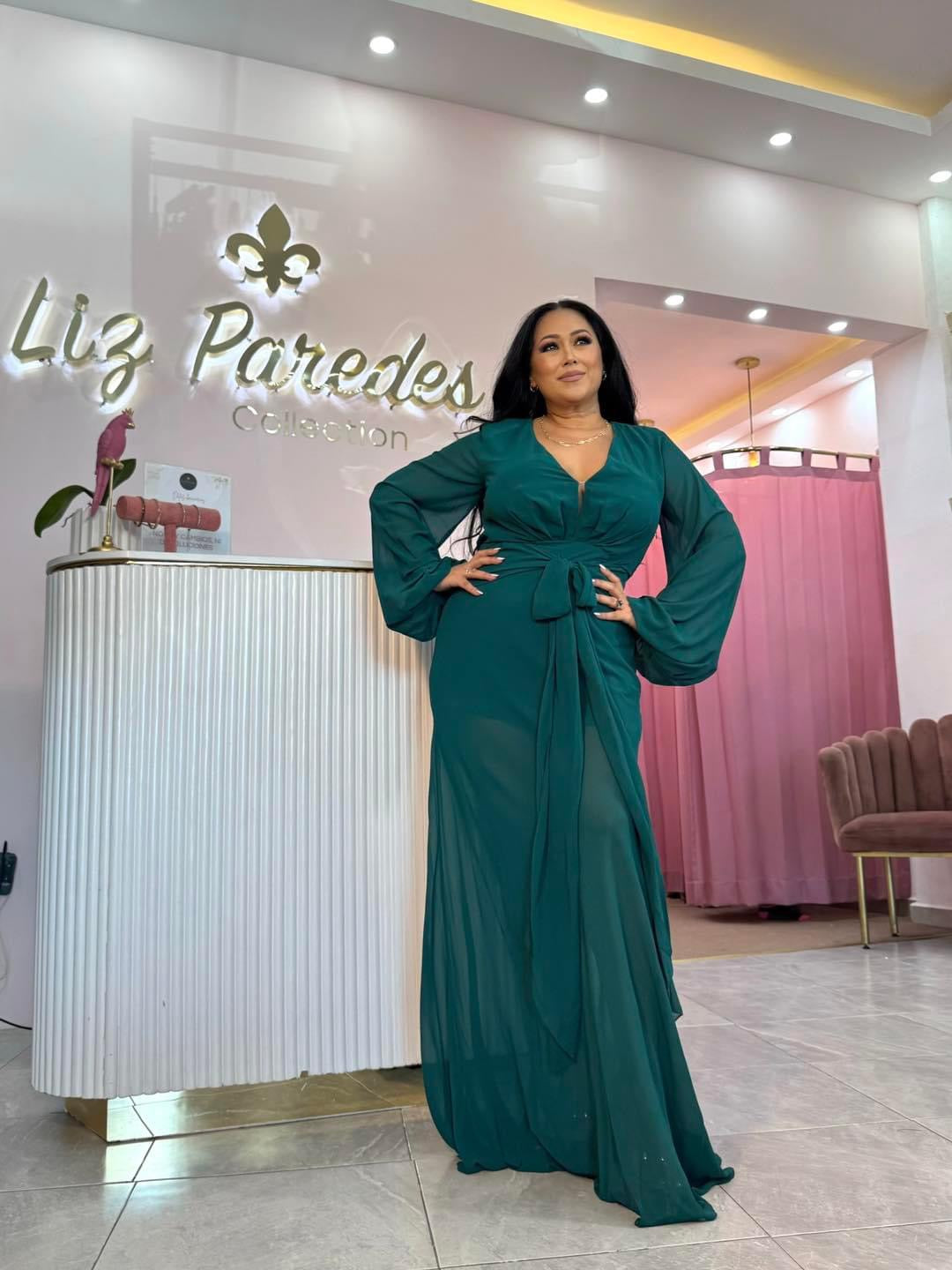 VESTIDO MAXI MANGA LARGA GASA