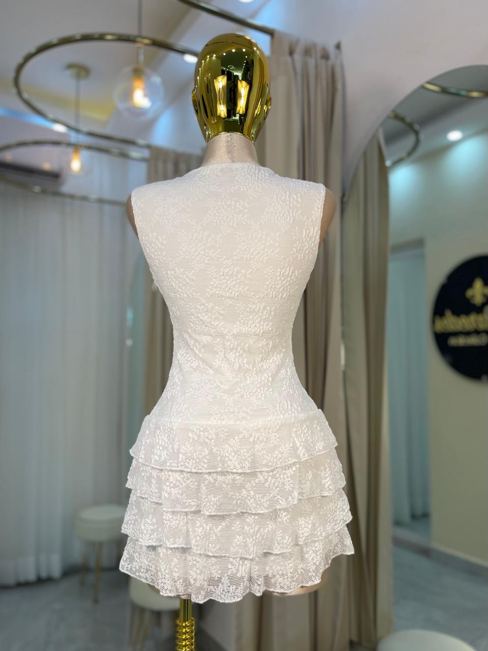 VESTIDO MINI CUELLO ALTO OLÁN BLANCO