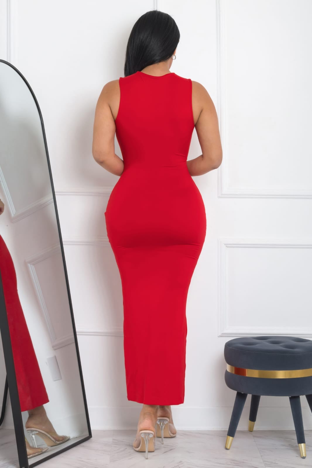 VESTIDO MIDI HALTER ALGODON