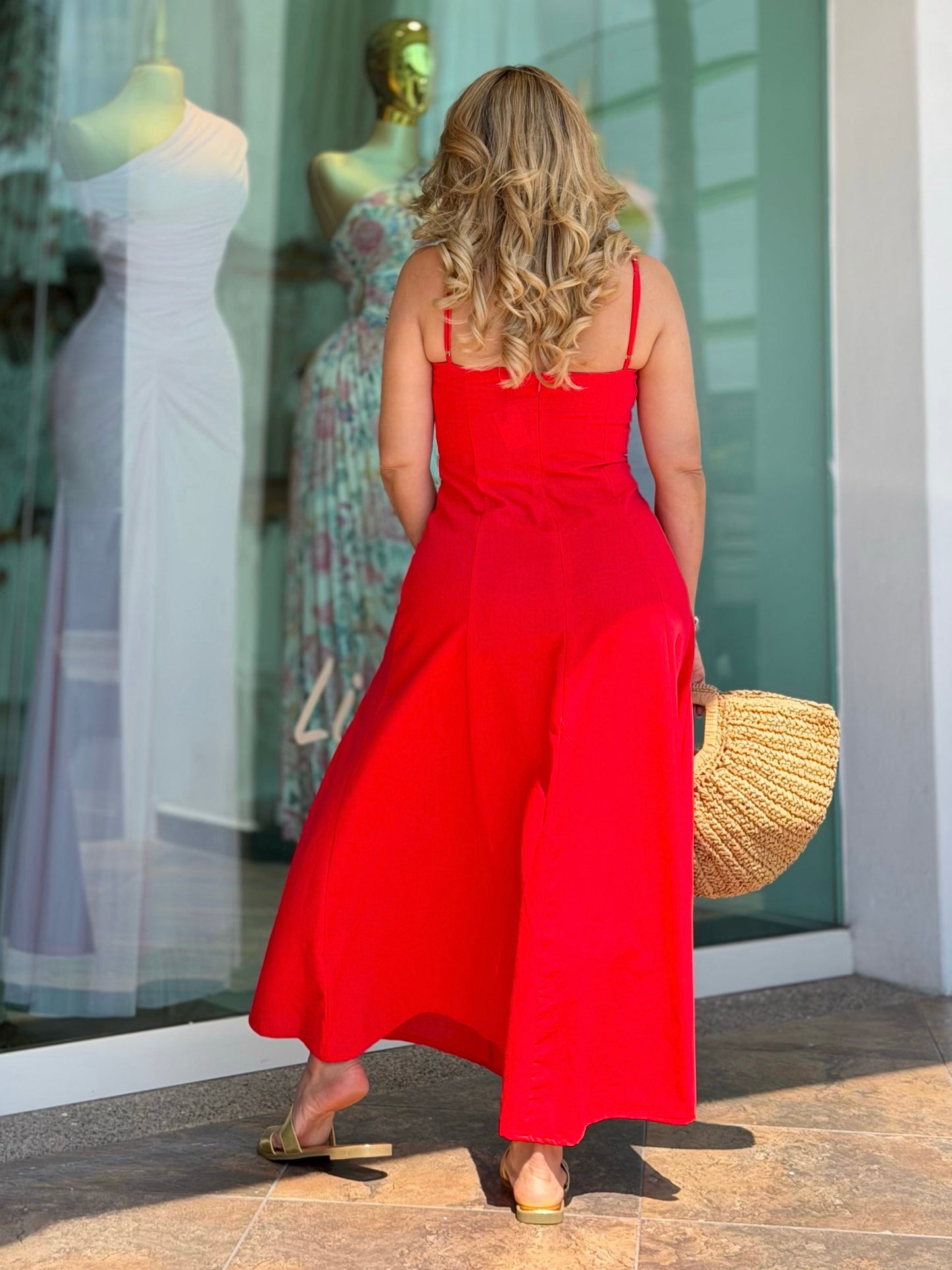 VESTIDO MIDI ROJO