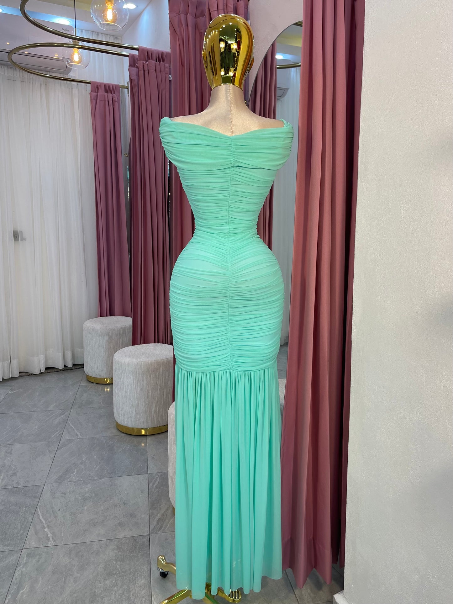 VESTIDO MAXI MESH OFF SHOULDER