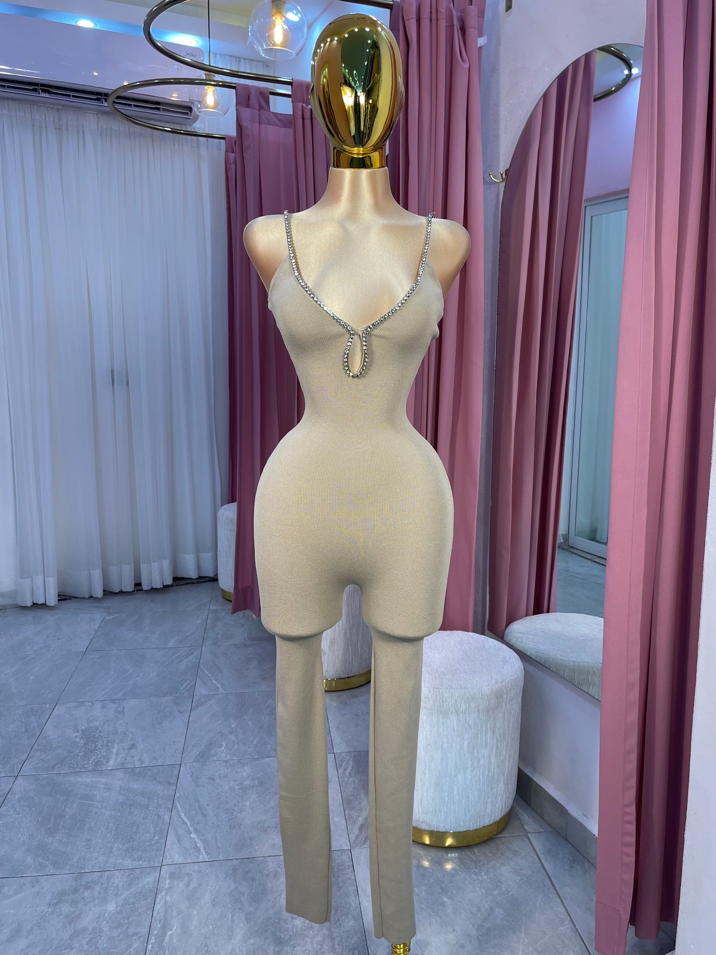 JUMPSUIT TELA DE PUNTO CRISTALES