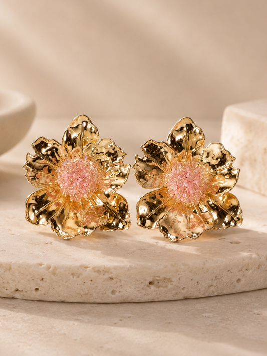 ARETES FLOR DORADA KE1065