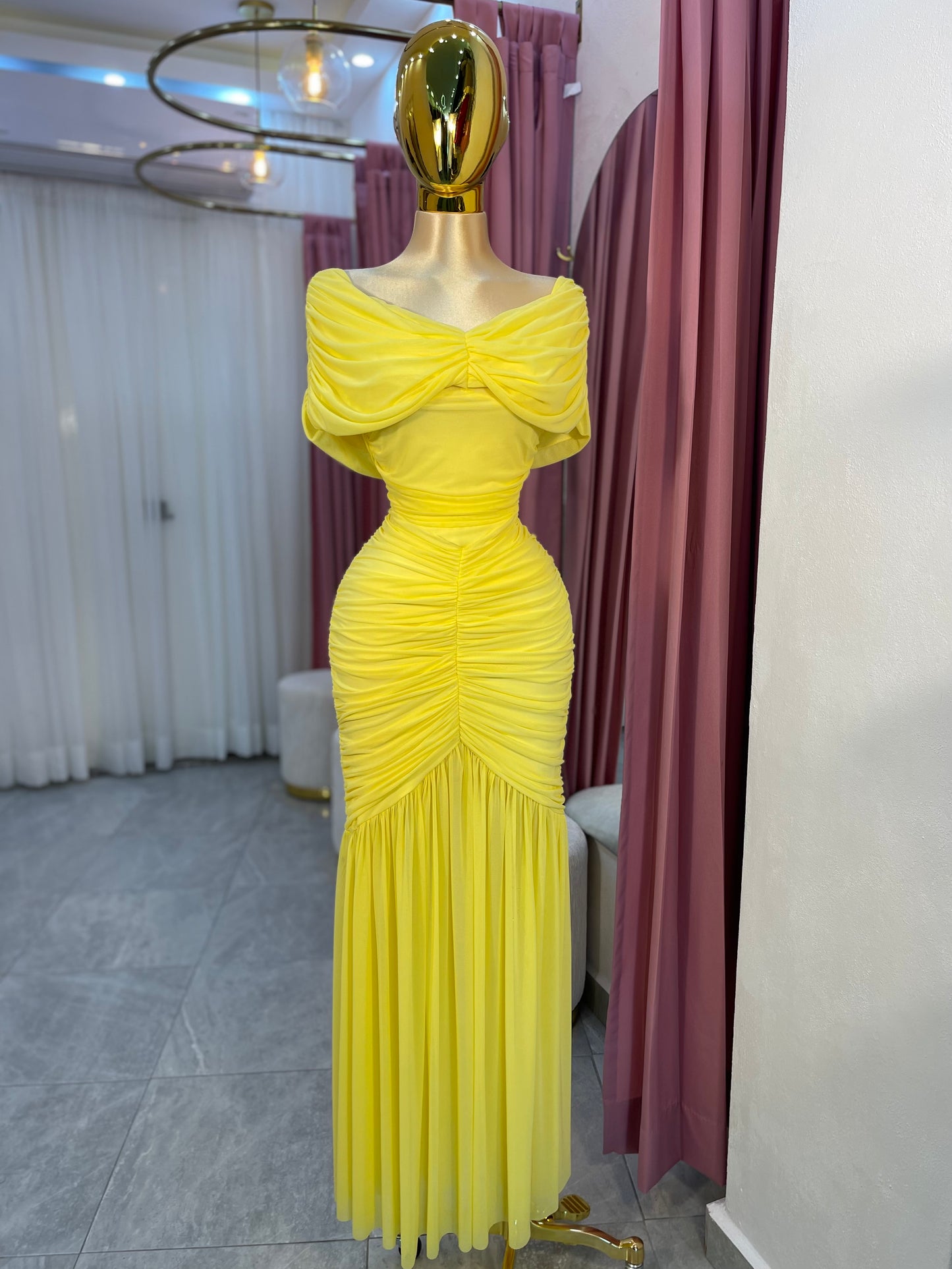 VESTIDO MAXI MESH OFF SHOULDER