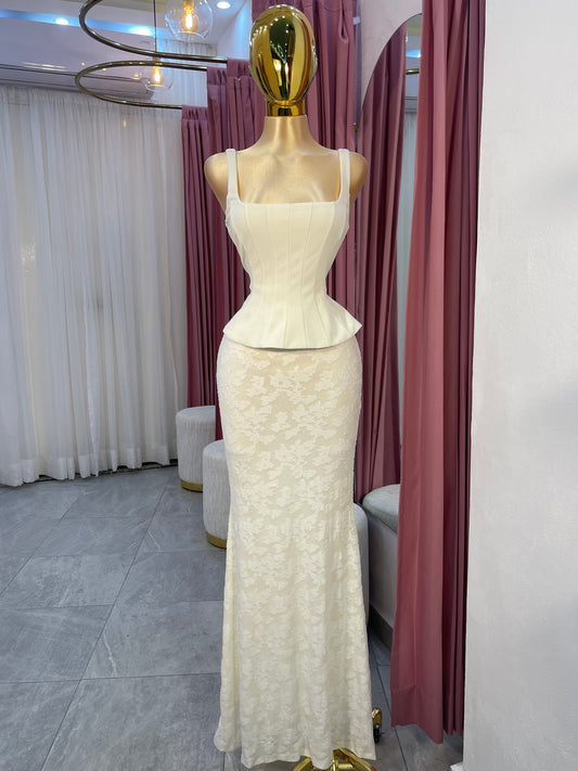 VESTIDO MAXI IVORY ENCAJE