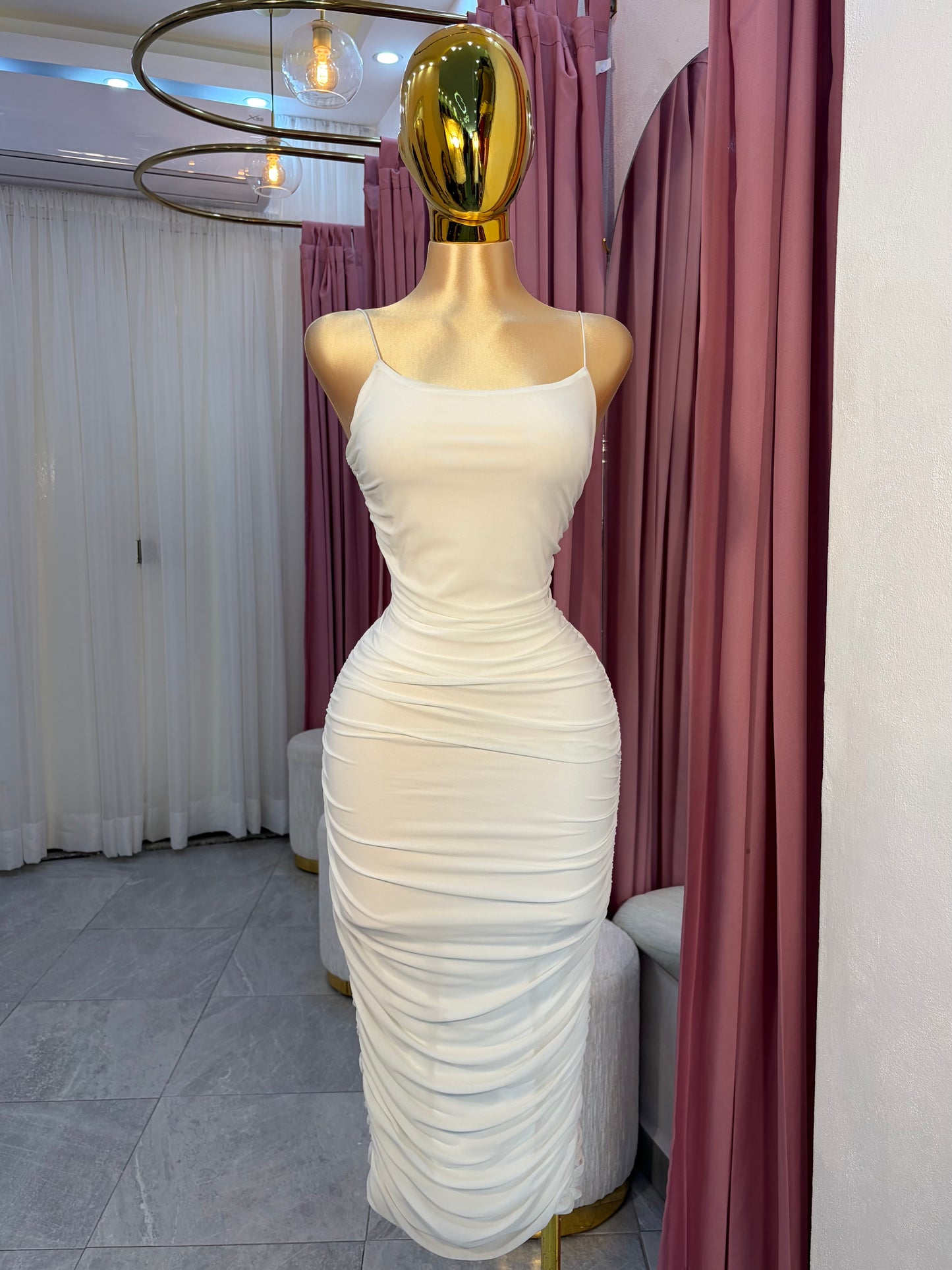 VESTIDO MIDI MESH TIRANTE