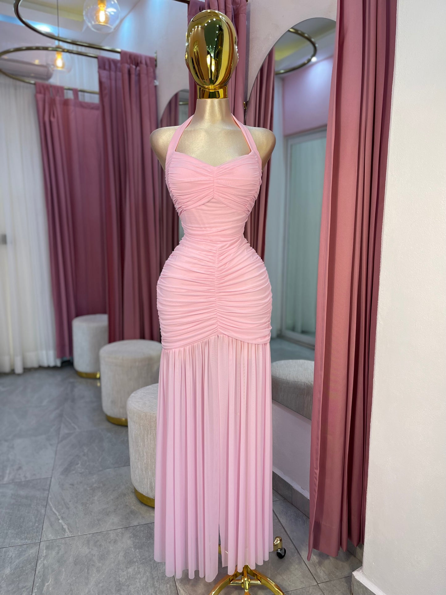 VESTIDO MAXI MESH HALTER