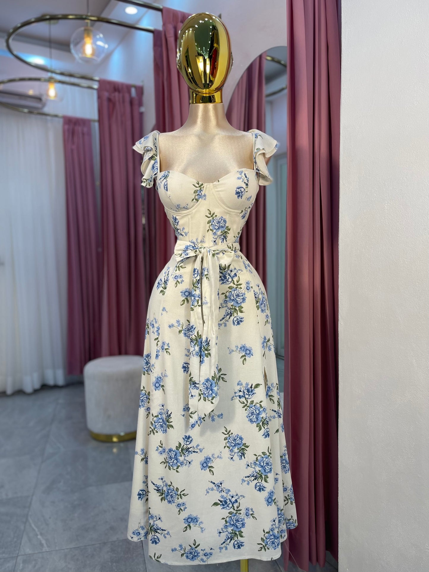 VESTIDO MIDI ESTAMPADO TIRANTE