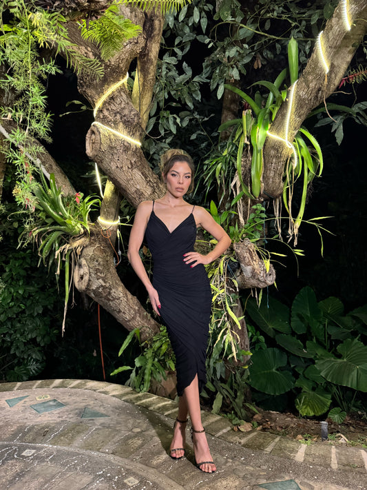 VESTIDO MIDI CRUZADO MESH