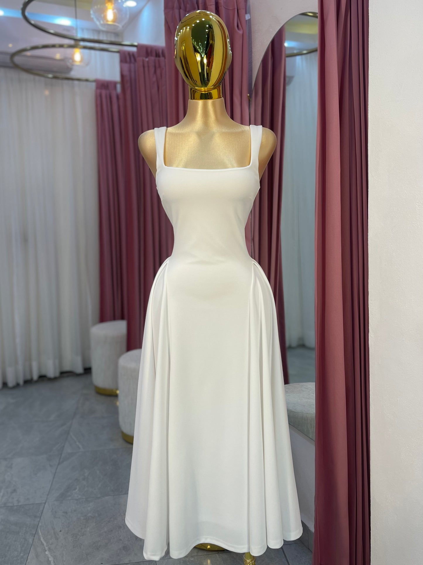 VESTIDO MIDI TIRANTE GRUESO BCO