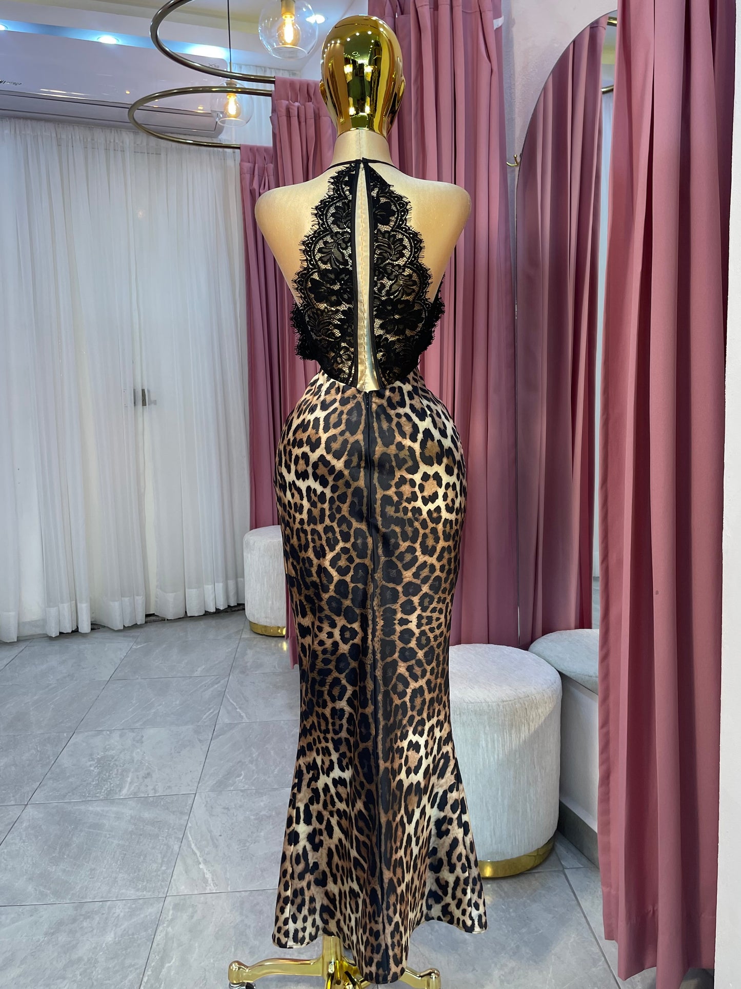 VESTIDO MAXI LEOPARDO ENCAJE