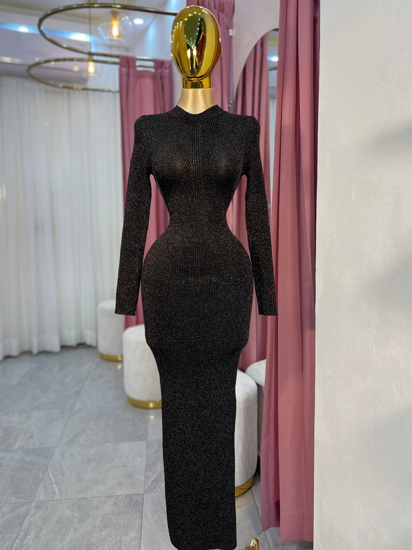 VESTIDO MAXI PUNTO BRILLO