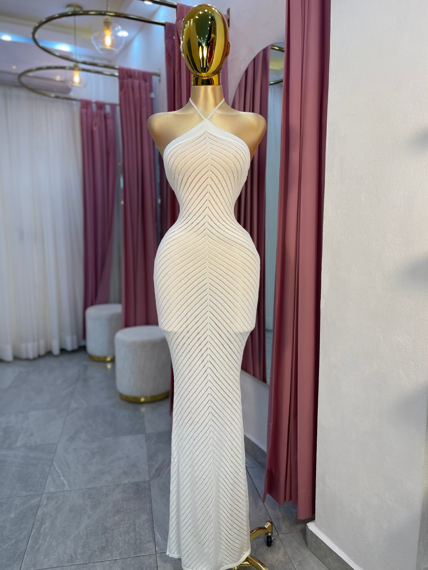 VESTIDO MAXI HALTER BLANCO
