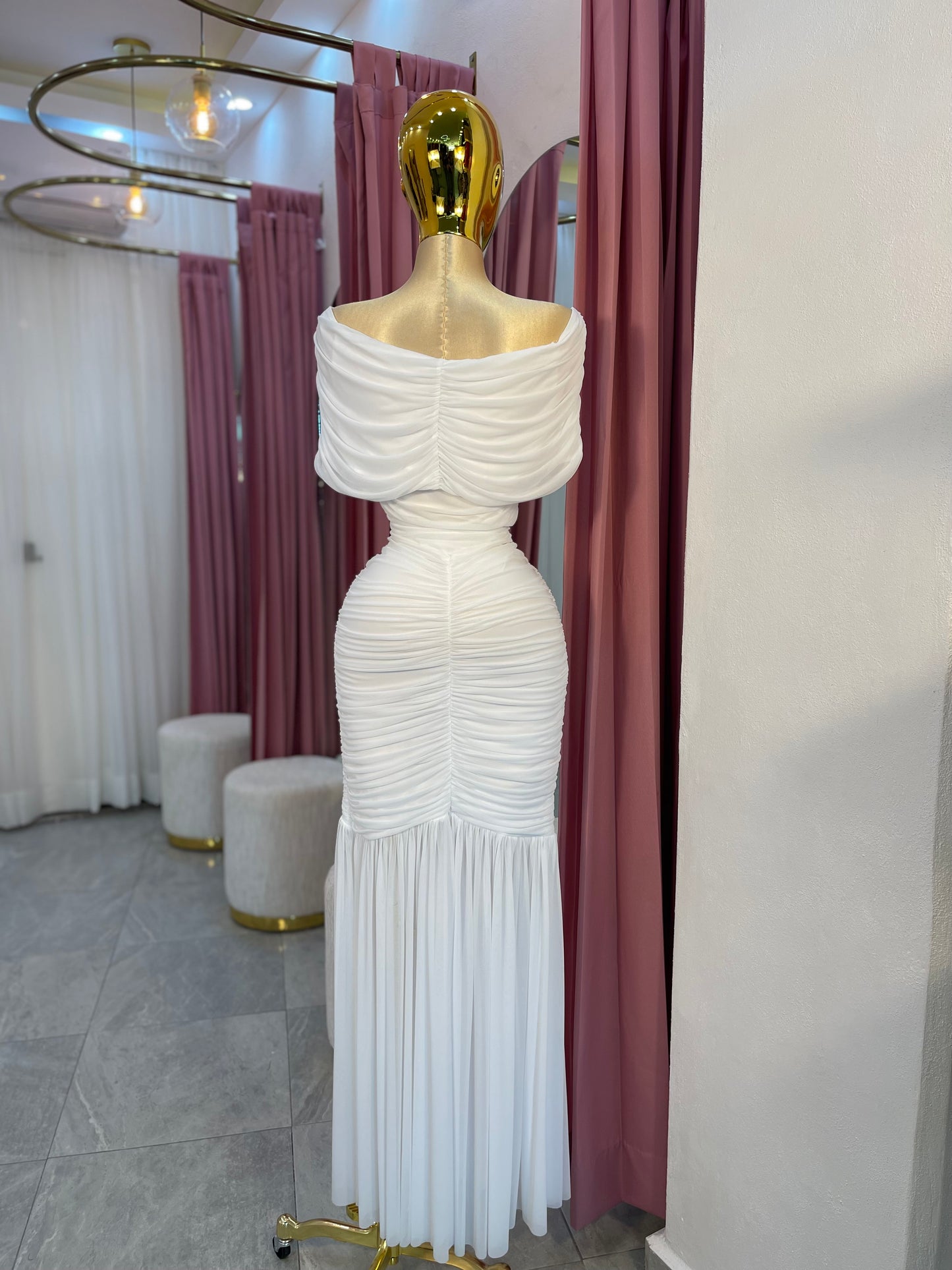 VESTIDO MAXI MESH OFF SHOULDER