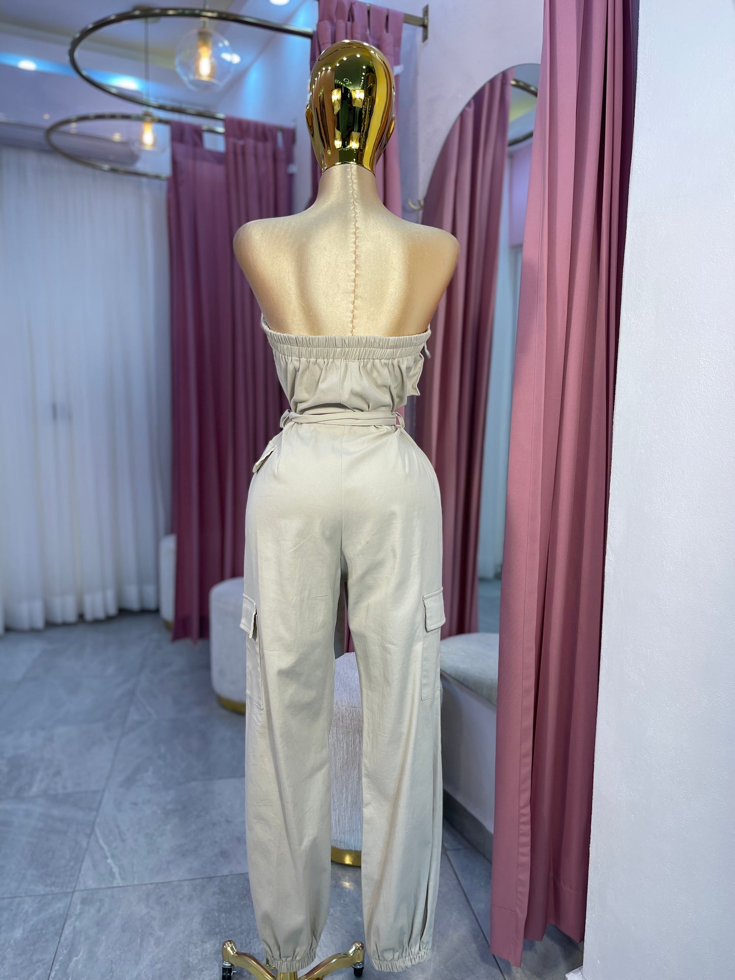 JUMPSUIT CARGO NUDE STRAPLES
