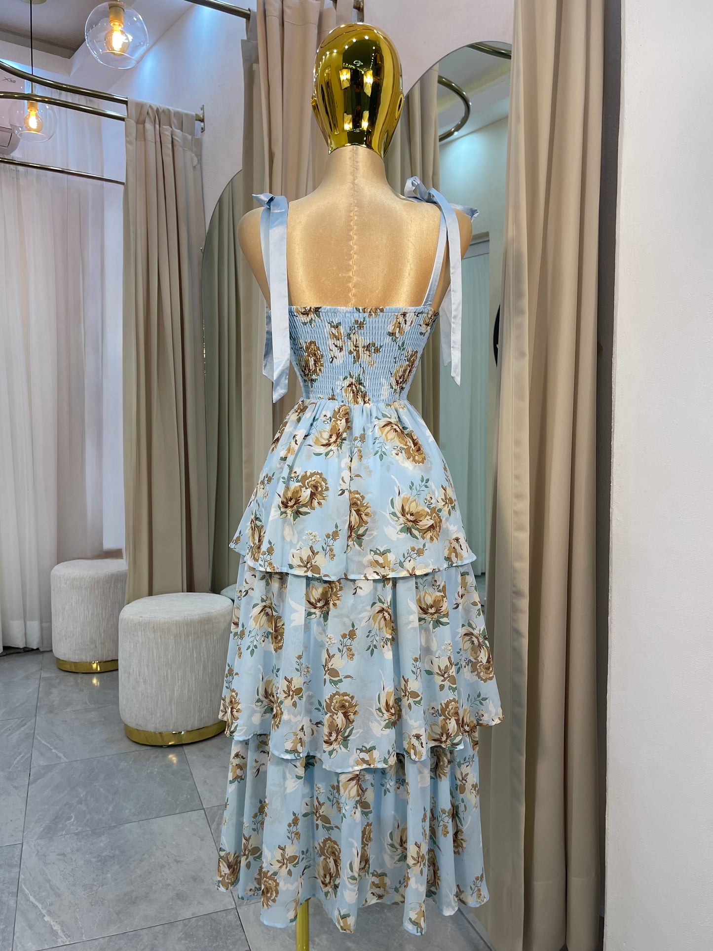 VESTIDO MAXI VOLANTES FLORES