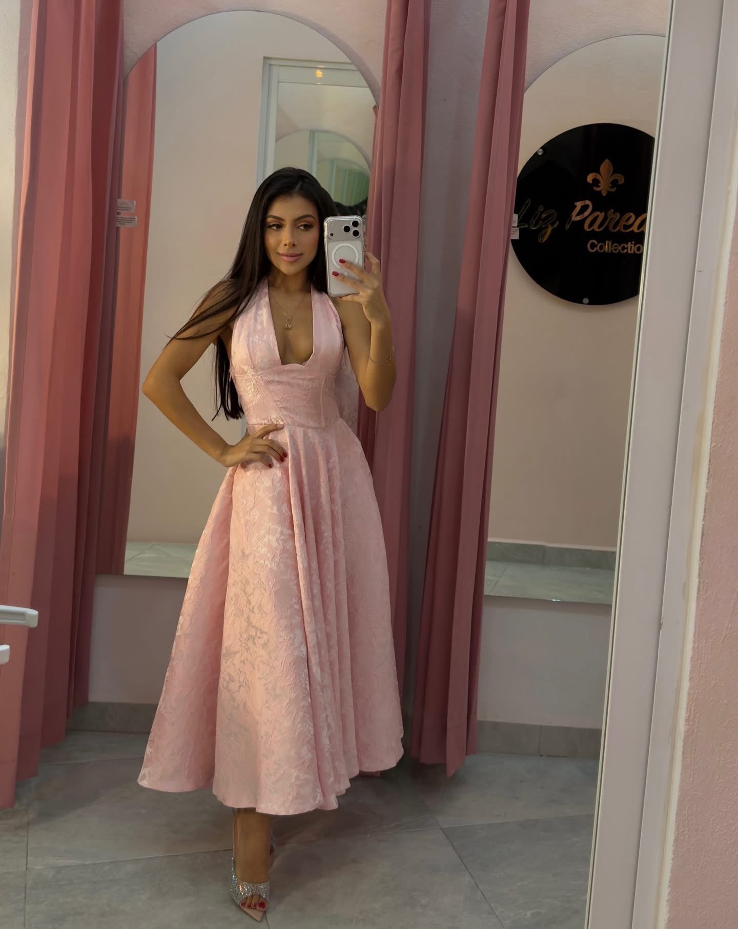 VESTIDO MIDI ROSA CORSET