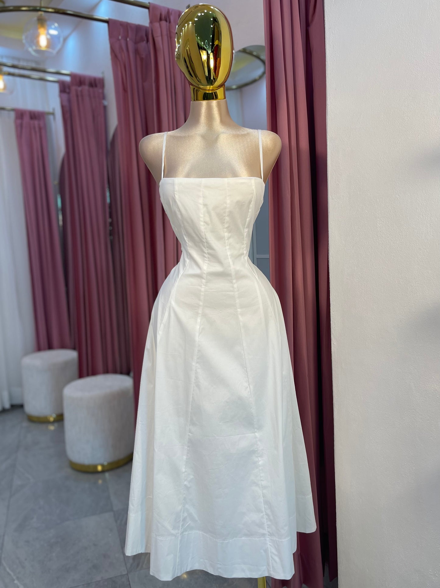 VESTIDO MIDI BLANCO TIRANTE