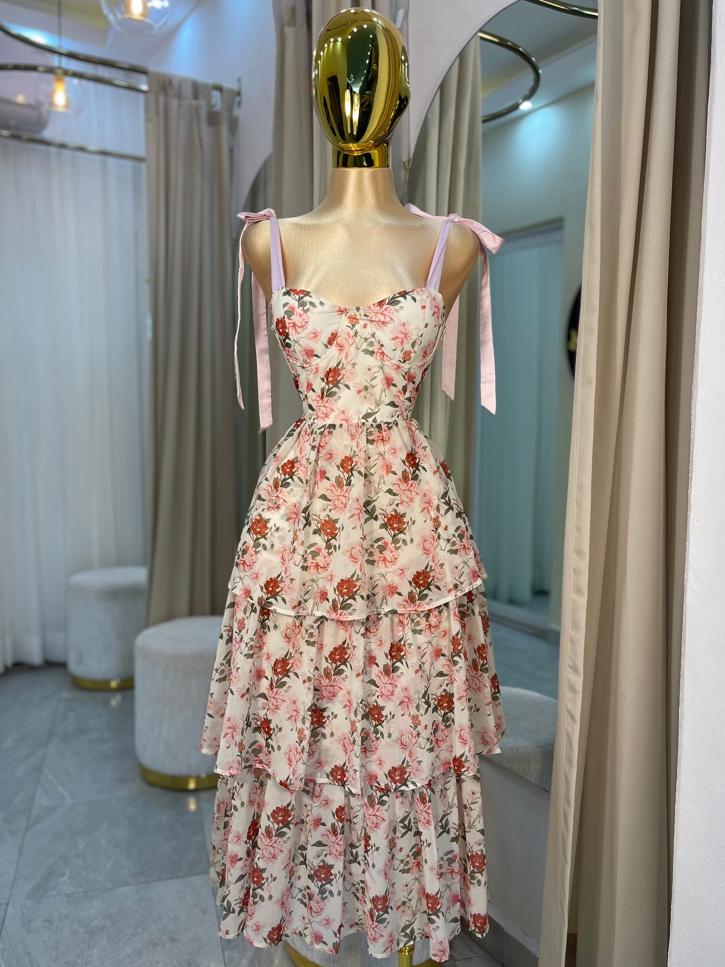 VESTIDO MAXI VOLANTES FLORES