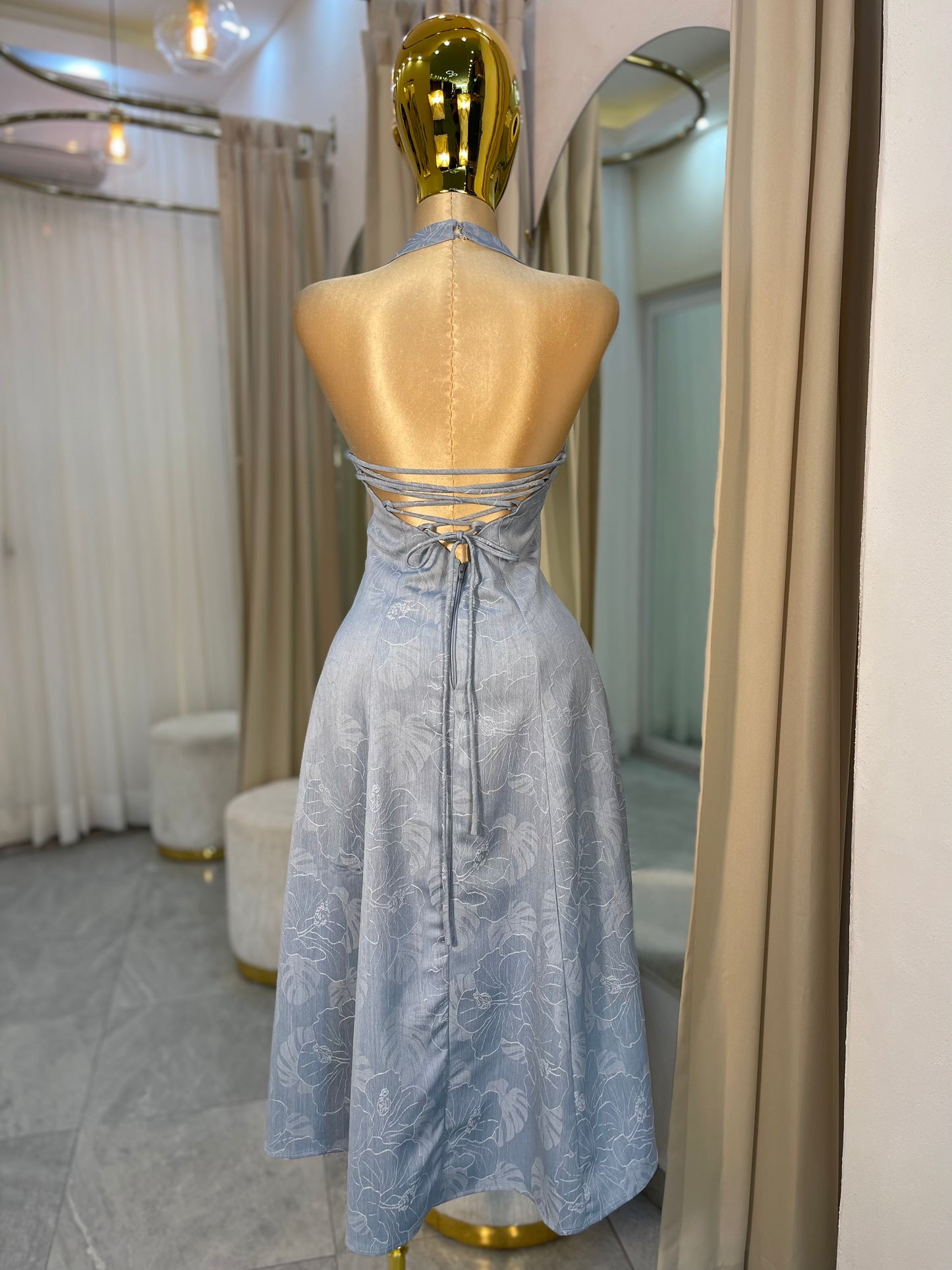VESTIDO MIDI DENIM HALTER