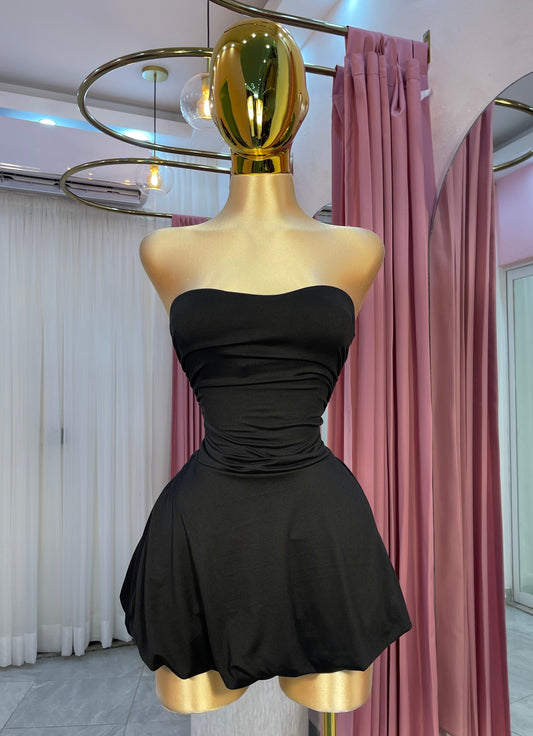 VESTIDO MINI GLOBO NEGRO