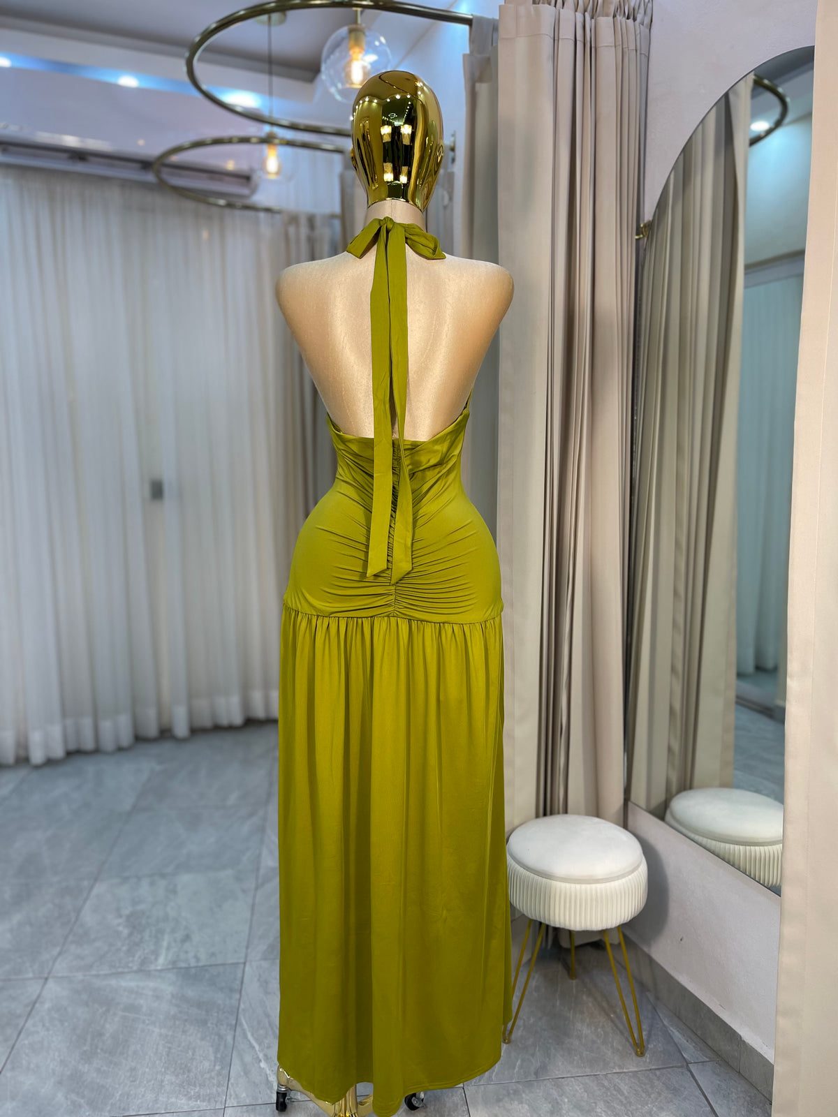 VESTIDO MAXI ESC. V DRAP
