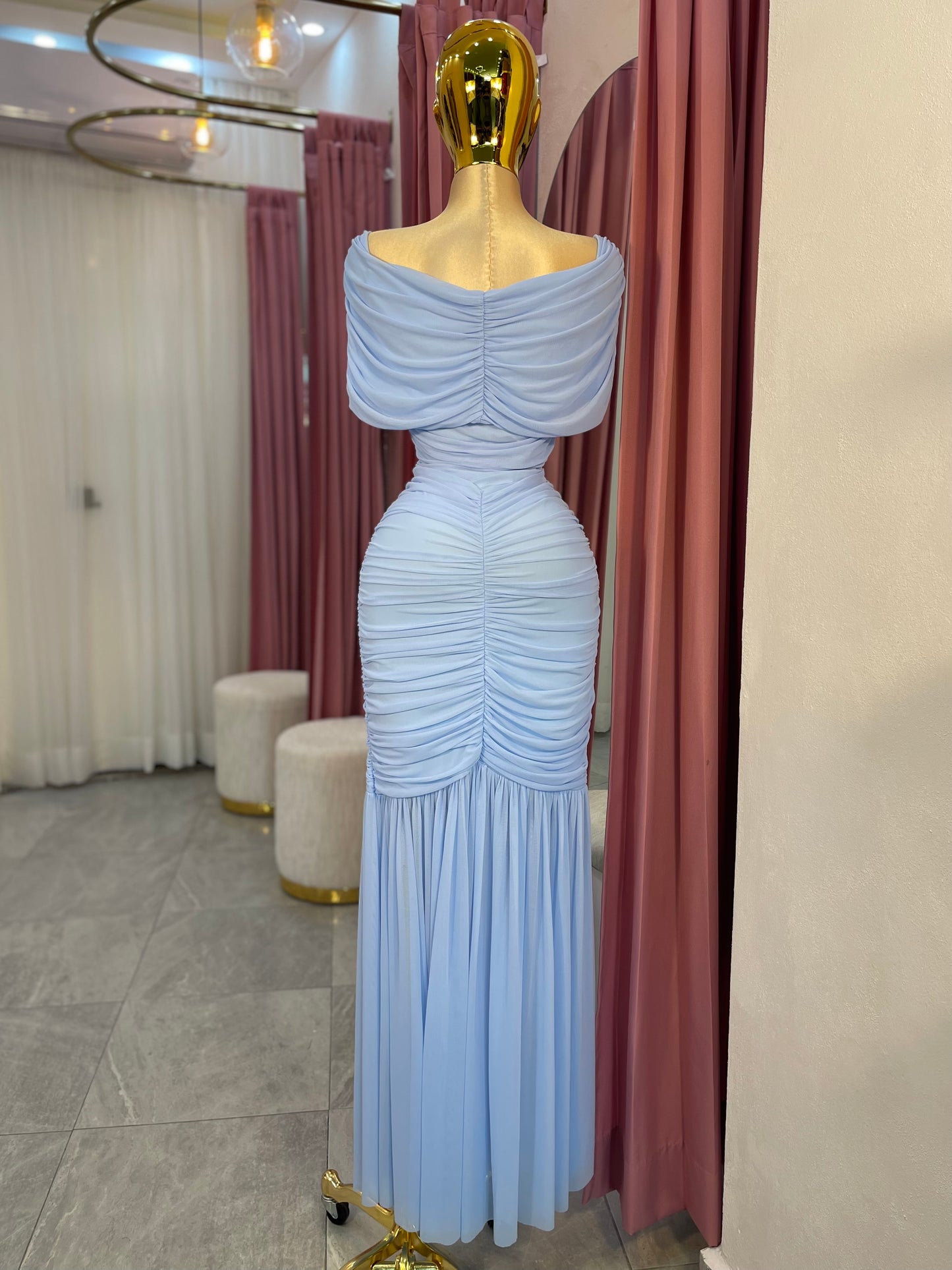 VESTIDO MAXI MESH OFF SHOULDER