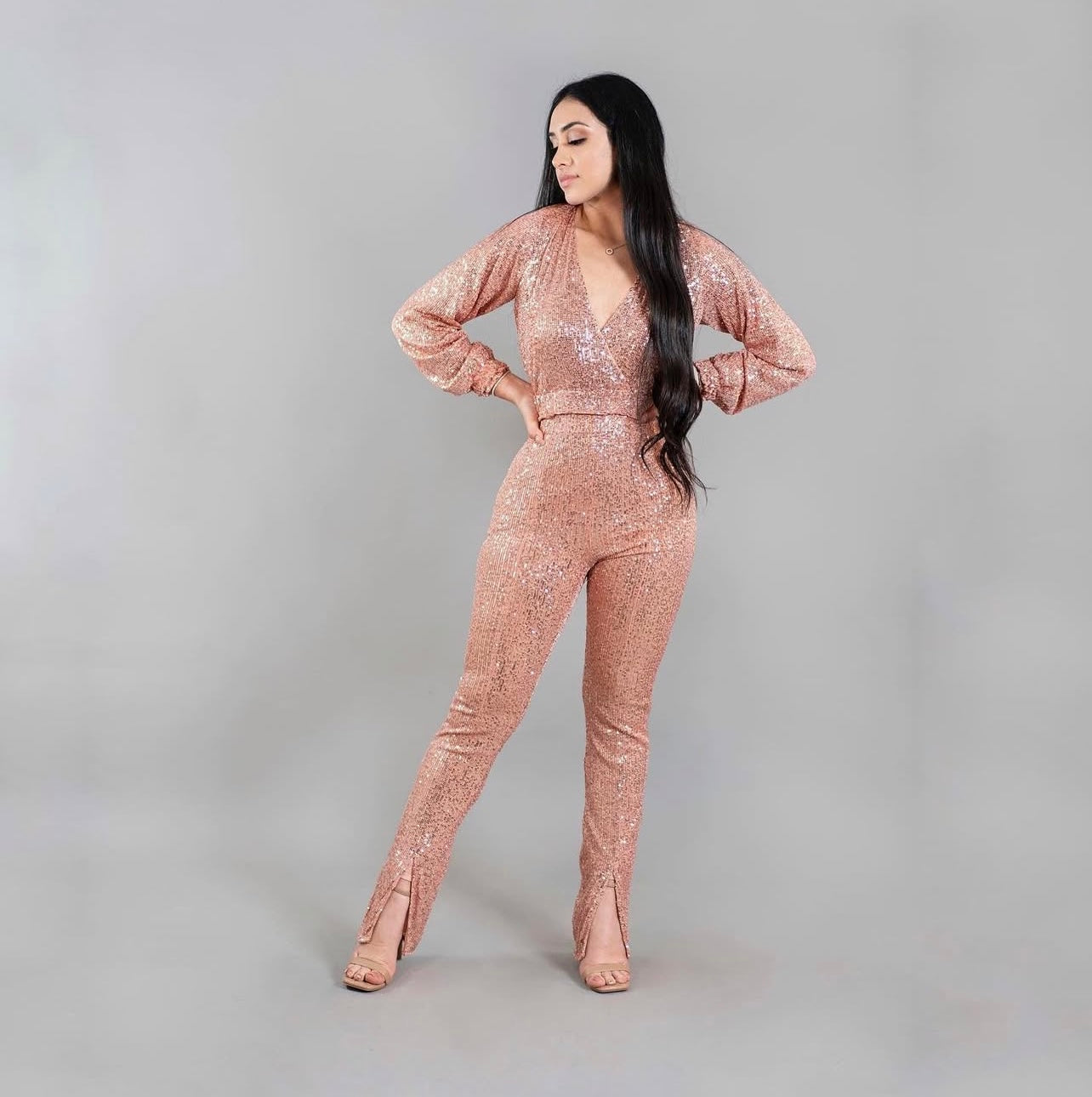 SET ROSE GOLD LENTEJUELA
