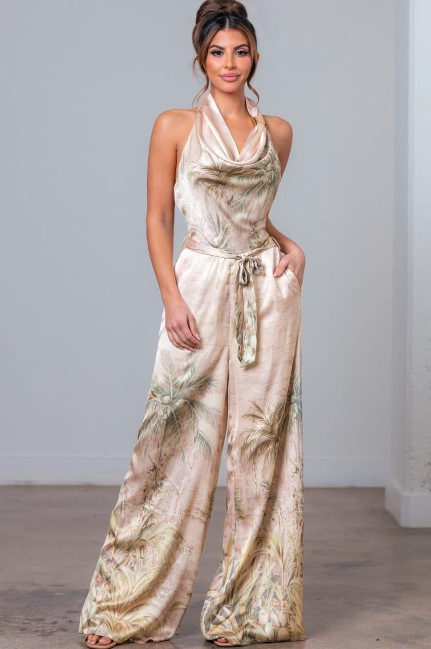 JUMPSUIT HALTER SATEN ESTAMPADO