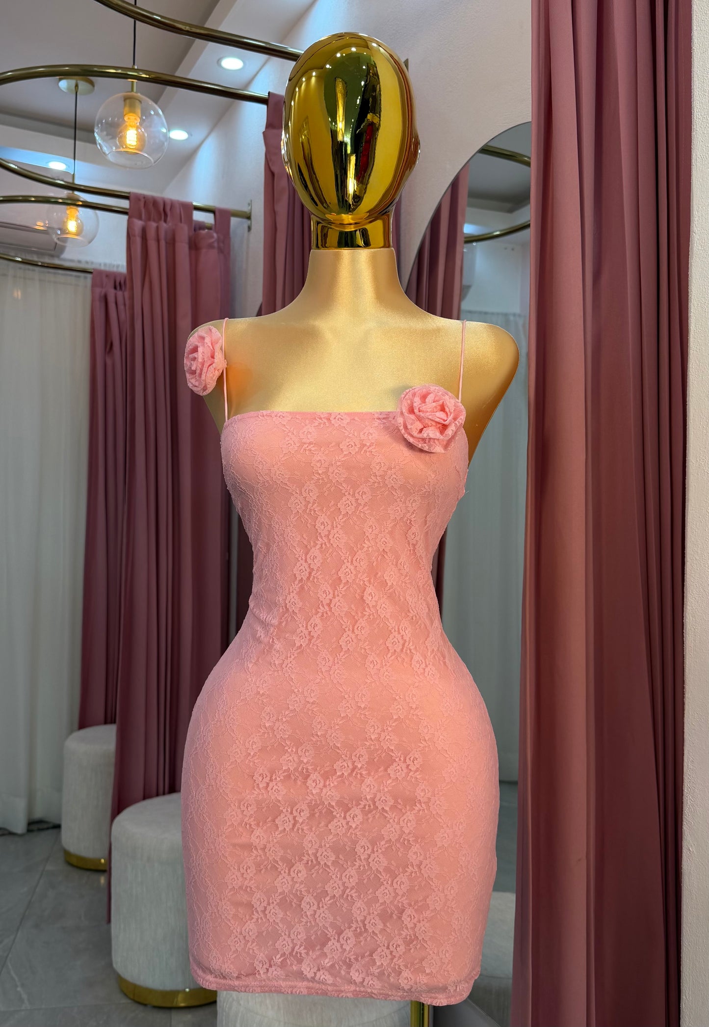VESTIDO MINI ENCAJE FLORES