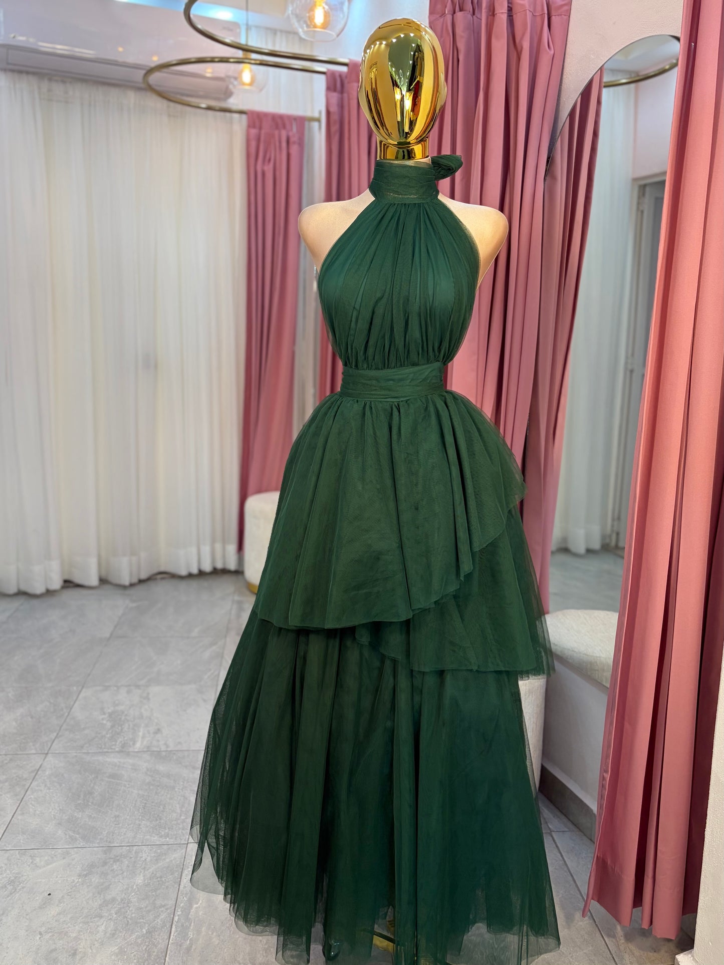 MAXIVESTIDO VERDE ESMERALDA TUL