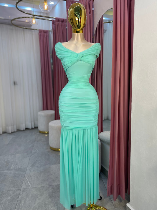 VESTIDO MAXI MESH OFF SHOULDER