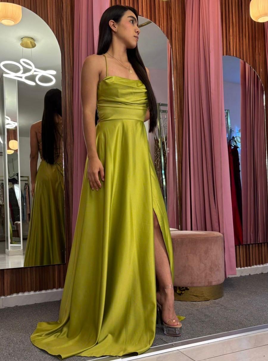 VESTIDO ESC. ESPALDA SATIN RECTO TIRAS