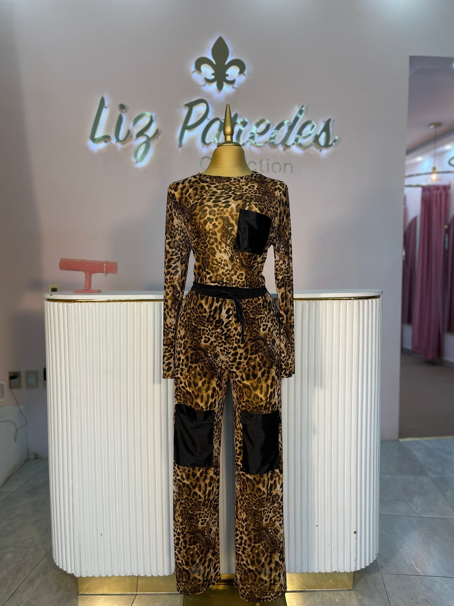 SET MESH ANIMAL PRINT