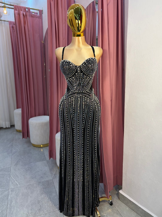 VESTIDO MAXI CRISTALES COPAS