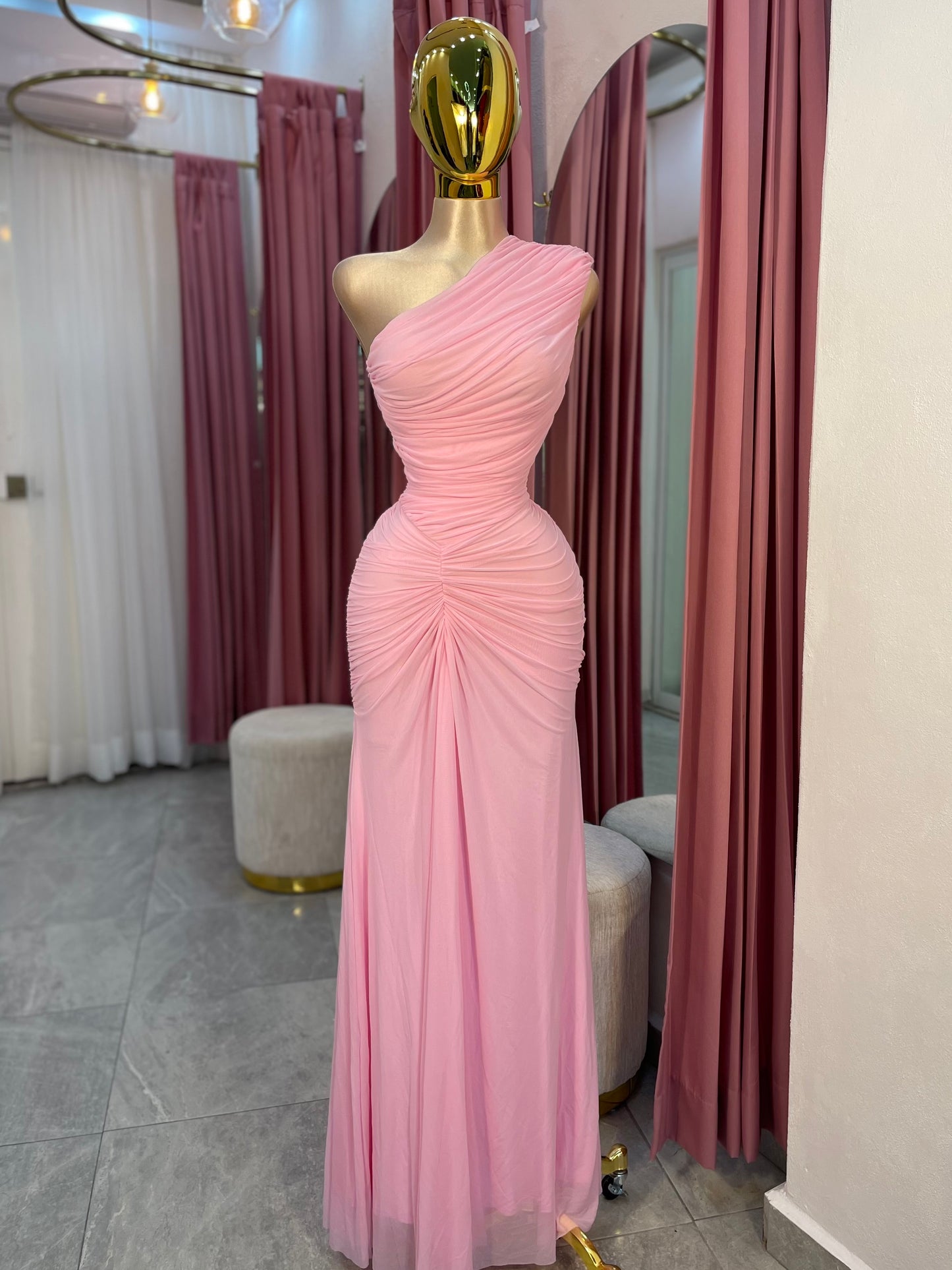 VESTIDO MAXI MESH ONE SHOULDER