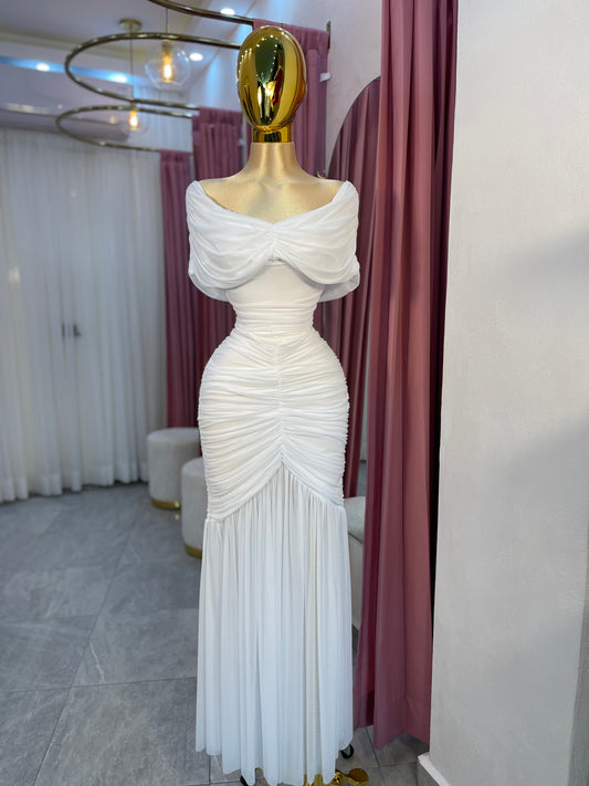 VESTIDO MAXI MESH OFF SHOULDER